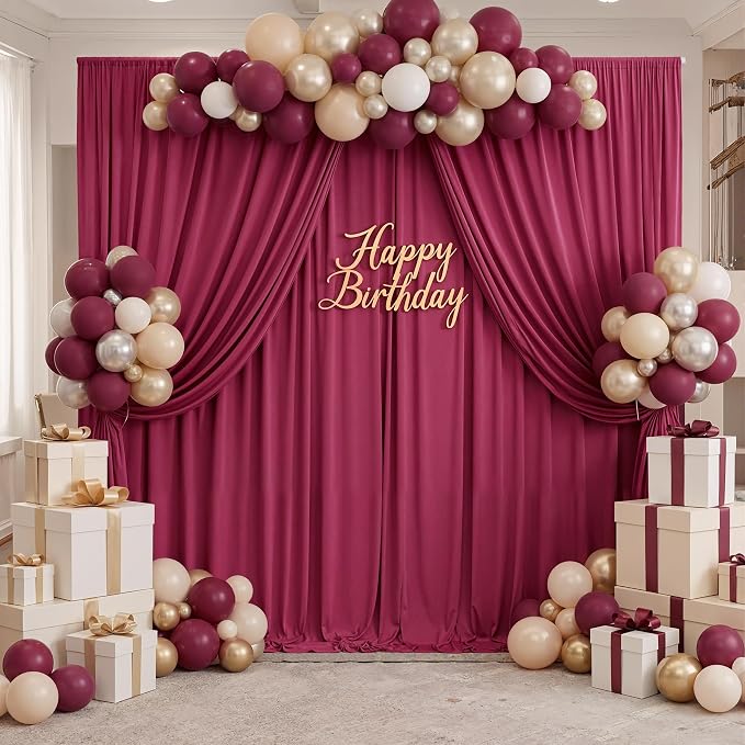 40ftx10ft Wrinkle Free Maroon Backdrop Curtains - Image 4