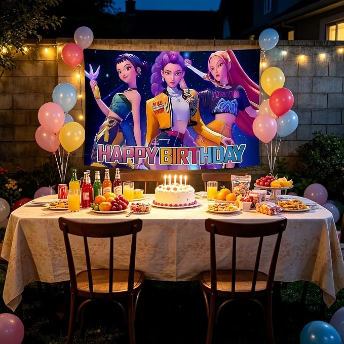 Cartoon Birthday Party Decorations, Happy Birthday Banner Backdrop - Image 4
