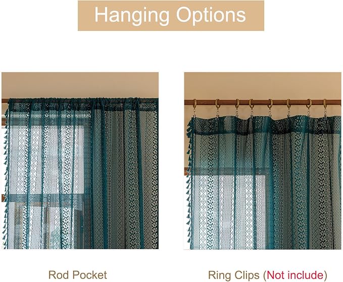 Sutuo Home Teal Boho Curtains 84 inches Long - Image 5
