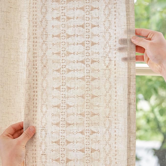 jinchan Boho Curtains for Bedroom Linen Blend Boho Curtains 96 Inches Long 2 - Image 3