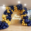 Blue and Gold Balloon Arch Kit, ADOINBY 144Pcs Navy Blue Metallic Gold Latex by ADOINBY