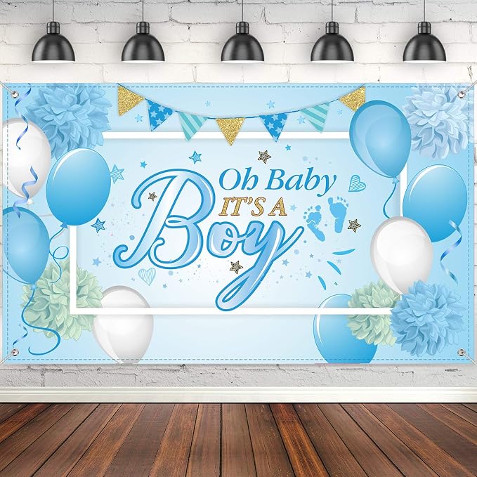 Blulu Baby Shower Backdrop It's a Boy Banner 6 x 3.6 ft Large Blue Durable by Blulu