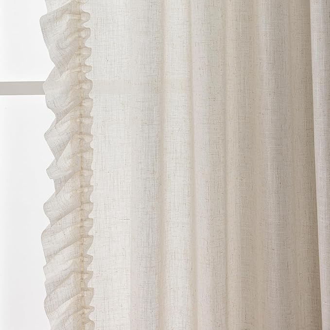 TERLYTEX Natural Linen Ruffle Curtains - Image 3