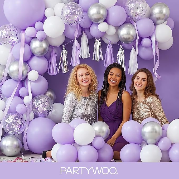 PartyWoo Lavender Balloons 127pcs Light Pastel Purple Lilac Different Sizes | - Image 5