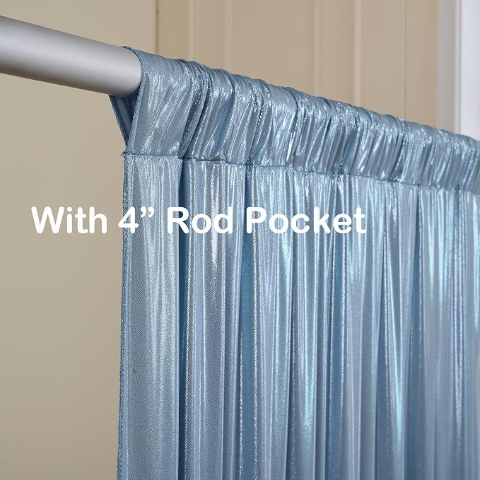 20x10ft Dusty Blue Sequin Backdrop Curtains, Wrinkle Free Glitter Backdrop - Image 3