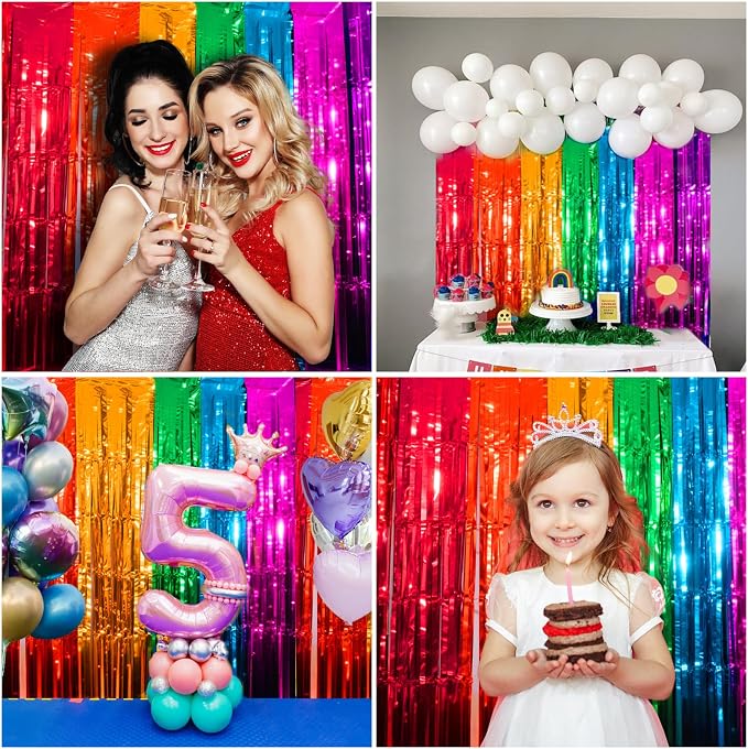 4 Packs Rainbow Foil Fringe Curtain, Baby Shower, Rainbow Party Decorations - Image 7