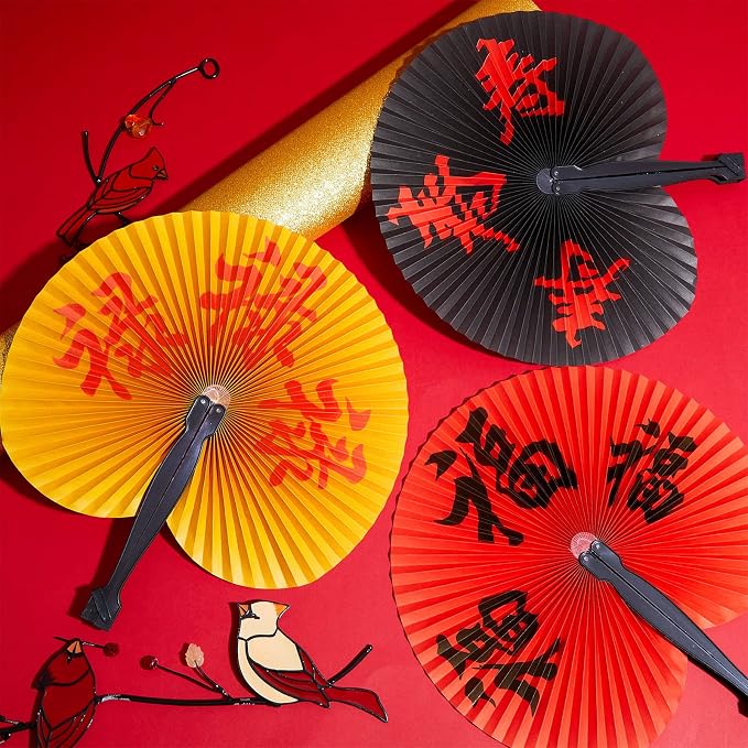 Jetec 20 Pcs Chinese Folding Hand Fans, Oriental Japanese Paper Handheld Fans - Image 4