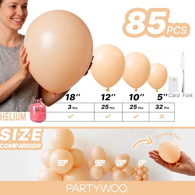 PartyWoo Nude Balloons 85pcs Apricot Boho Fall Color Different Sizes | 18 12 10 - Image 6