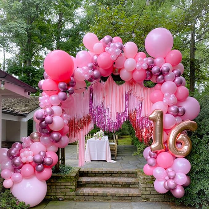 Voircoloria 130pcs Pink Balloons Garland Arch Kit, 18 12 10 5 Inch | - Image 8