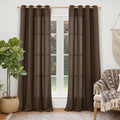 YoungsTex 102 Inches Long Brown Linen Curtains, Chocolate Semi Sheer Drapes by YoungsTex