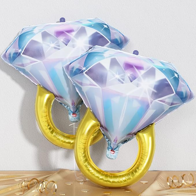 Diamond Ring Foil Balloons 2pcs, Mylar Engagement Ring Balloons by Togvu