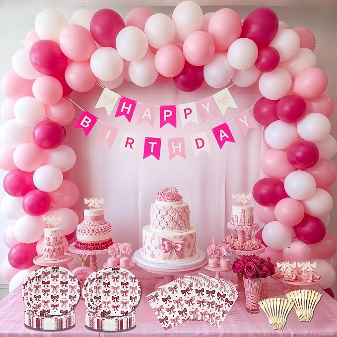 Pink Bow Birthday Decorations and Supplies - Image 7