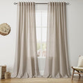 Cobblestone Linen Curtains for Living Room 100 Inches Long Light Filtering Semi by Nanspring