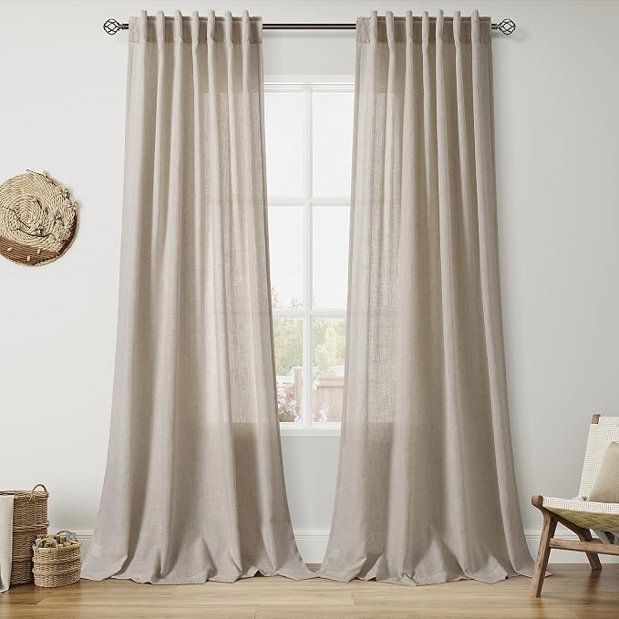 Cobblestone Linen 112 Inch Curtains by Nanspring