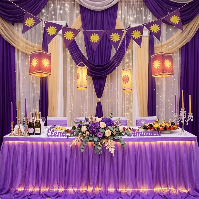 15 Pcs Princess Sun Party Decorations 4.92 ft Purple and Golden Hanging - Image 5