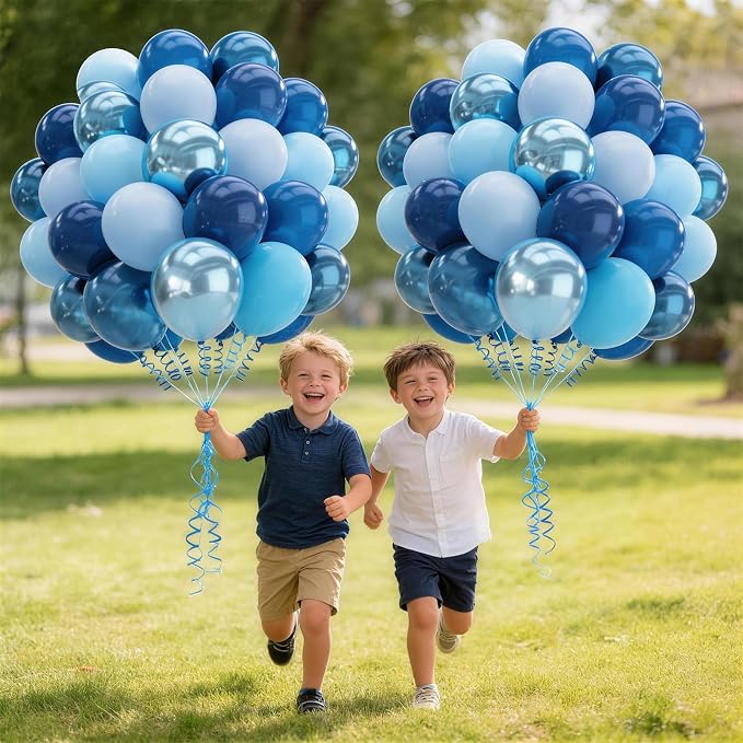 160Pcs 12 Inch Metallic Blue Balloons Chrome Navy Pearl Pastel Macaron Light - Image 7