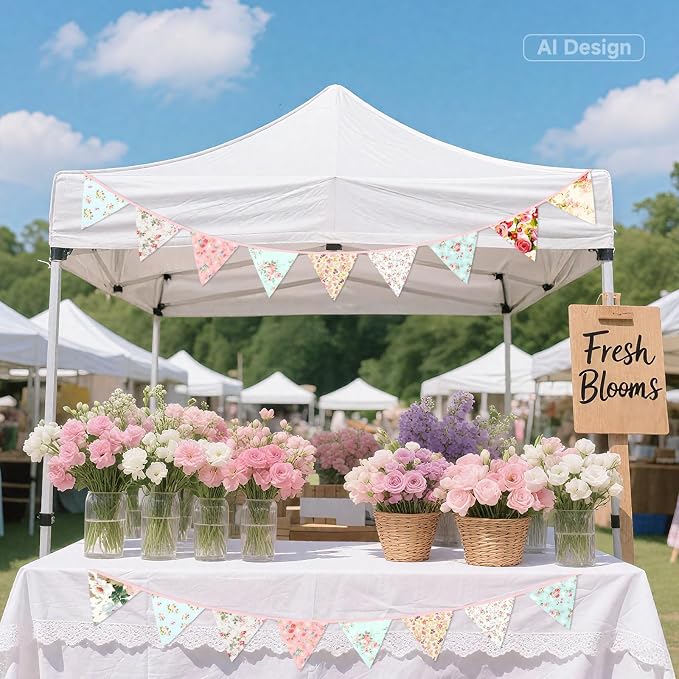 G2PLUS 39Ft Triangle Bunting Banner, Reusable Pink Green Fabric Triangle Flags - Image 8