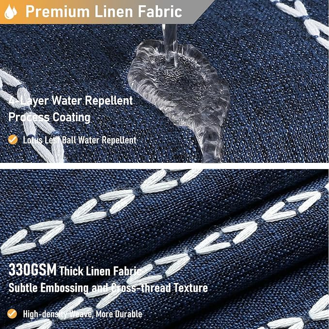 72x96 Extra Long Boho Linen Heavy Duty Shower Curtain Set, 330GSM Linen Blend - Image 4