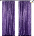 Sugargirl Purple Sequin Backdrop Curtain 2 Panels 2FTx8FT Glitter Purple Background Drapes Sparkle Photography Backdrop for Party Wedding Birthday Wall Decoration