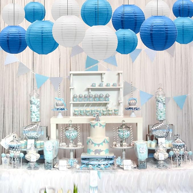Paper Lanterns Party Decorations Blue - Image 4