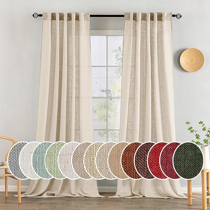 MIULEE Light Taupe Linen Curtains 52x108 Inches Long 2 Panels by MIULEE