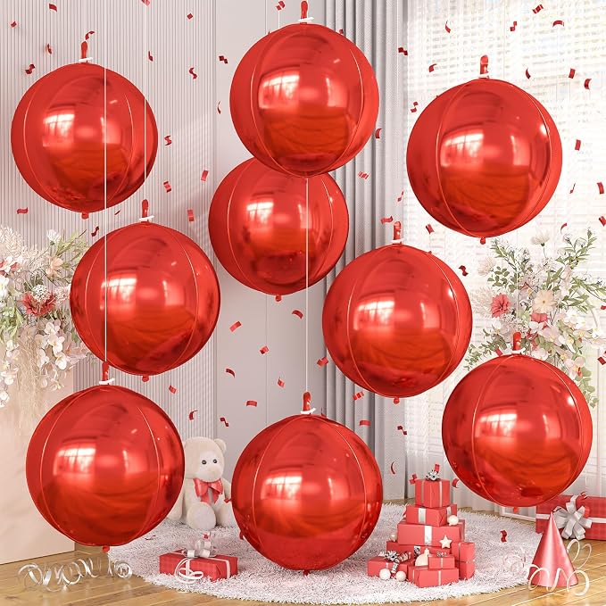 Red Round Foil Balloons 9 pcs by Cledeco