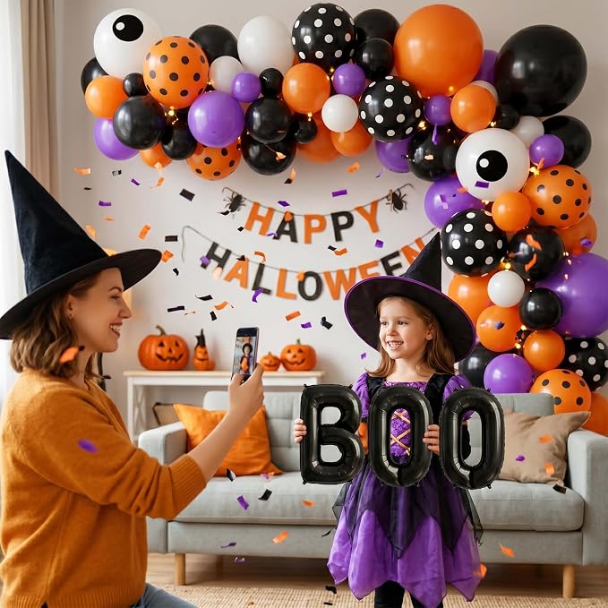 Halloween Balloon Arch Garland Kit, Spooky Party Decorations Background Supplies - Image 8