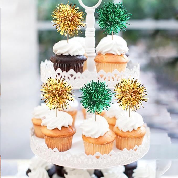 40 PCS Foil Firework Cupcake Toppers Fireworks Cupcake Picks Sparkle Tinsel - Image 7