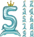 Blue Crown Number 5 Foil Balloon Standing Blue digital 5 Foil Balloon | by YOIOZAIZAI