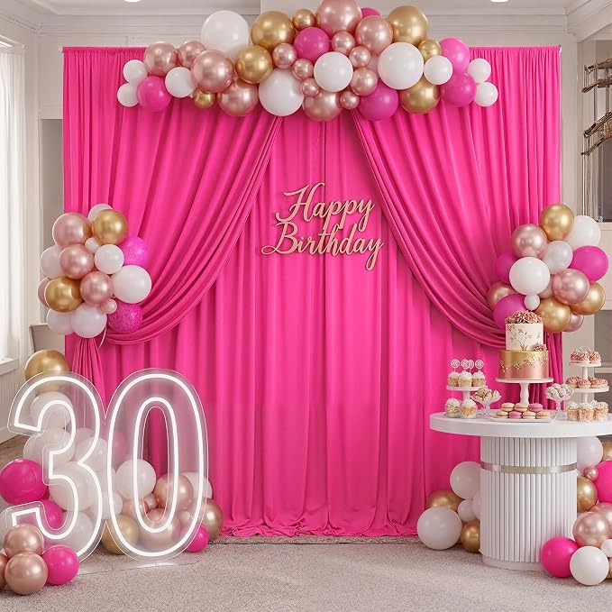 40ftx10ft Wrinkle Free Fuchsia Backdrop Curtains - Image 7