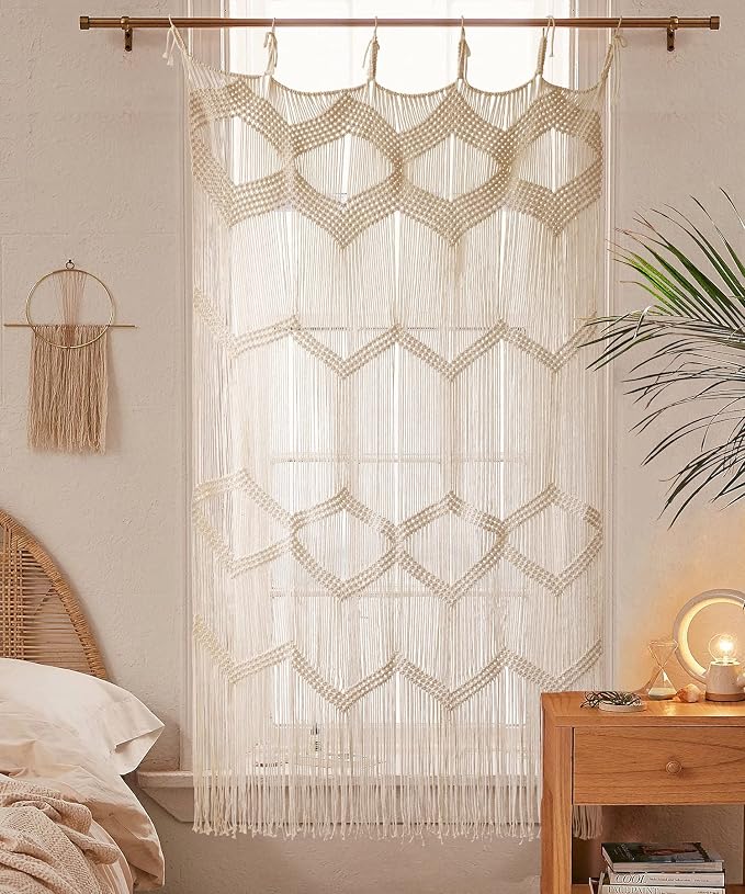 Macrame Curtain Window Macrame Room Divider Doorway Curtain Boho Macrame Wall - Image 2