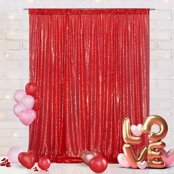 Eternal Beauty Red 3mm Sequin Backdrop 8x10 Ft by EternalBeauty