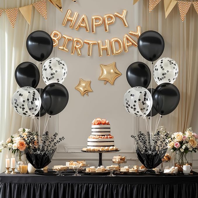 4 Set Black Table Balloons Foil Spray Centerpiece - Image 2