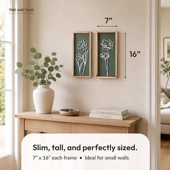 Tide and Tales Floral 3D Green Wall Art, Botanical Wall Decor, Lightweight - Image 3