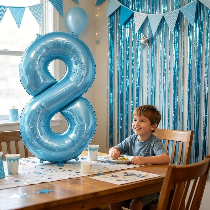 Pastel Blue 9 Balloon Number, Light Blue 9 Balloons - Image 8