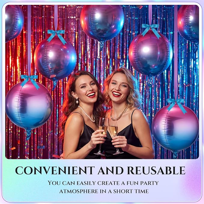 18 Set 22 Inch Gradient Purple 4D Giant Round Foil Balloon Bulk Metallic Giant - Image 4