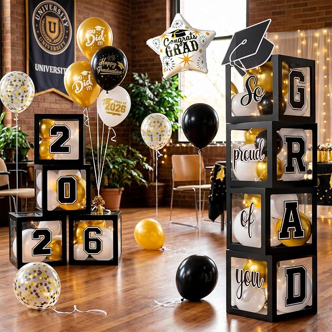 Graduation Decorations Class of 2026-Black and White Graduation Party - Image 7