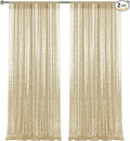 4×8FT-2PCS Champagne Sequin Backdrop Curtains Panels, Photography Backdrop by Pufogu