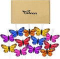 Ysleen 12 Set Monarch Butterfly Decoration Artificial Butterflies Feather Picks by Ysleen