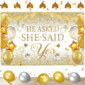 Gold Engagement Party Decorations White Gold Engagement Banner Backdrop He by CASLON