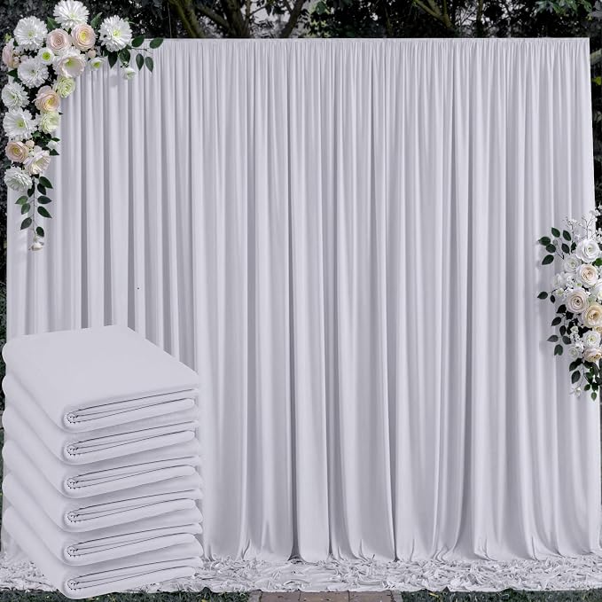 30 ft x 10 ft Wrinkle Free Silver Backdrop Curtain by Outpain