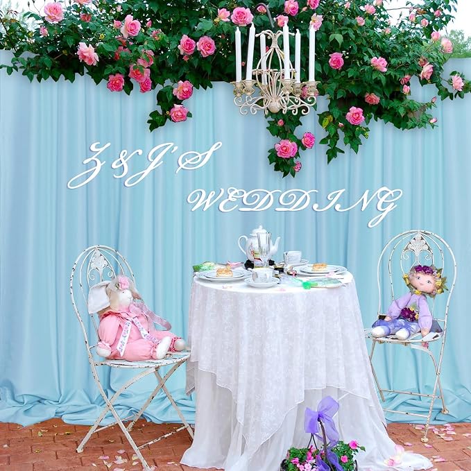 Baby Blue Backdrop Curtain for Baby Shower Parties Light Blue Photo Curtains - Image 7