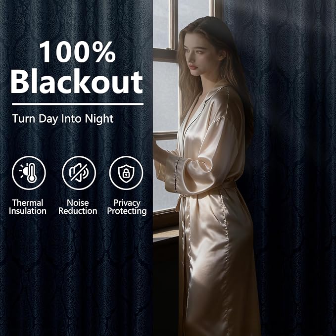 DWCN Navy Blue Blackout Curtains - Image 3