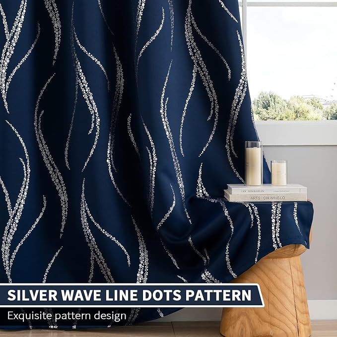 Yakamok Navy Blue Blackout Curtains - Image 6