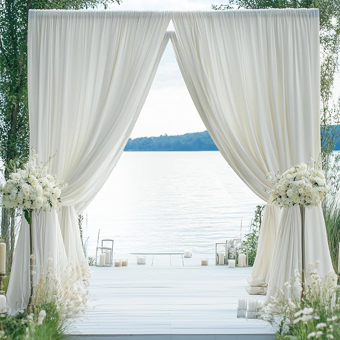 60×14ft Wrinkle Free Ivory Backdrop Curtain, Soft Silky Easy to Drape Cream - Image 3