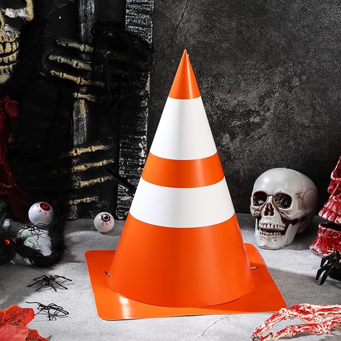 12 Pcs Halloween Orange Traffic Cone Hats Funny Unisex Halloween Costume Road - Image 4