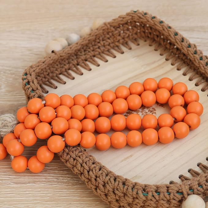 Meplait 39in Wood Bead Garland, Farmhouse Beads - Image 3