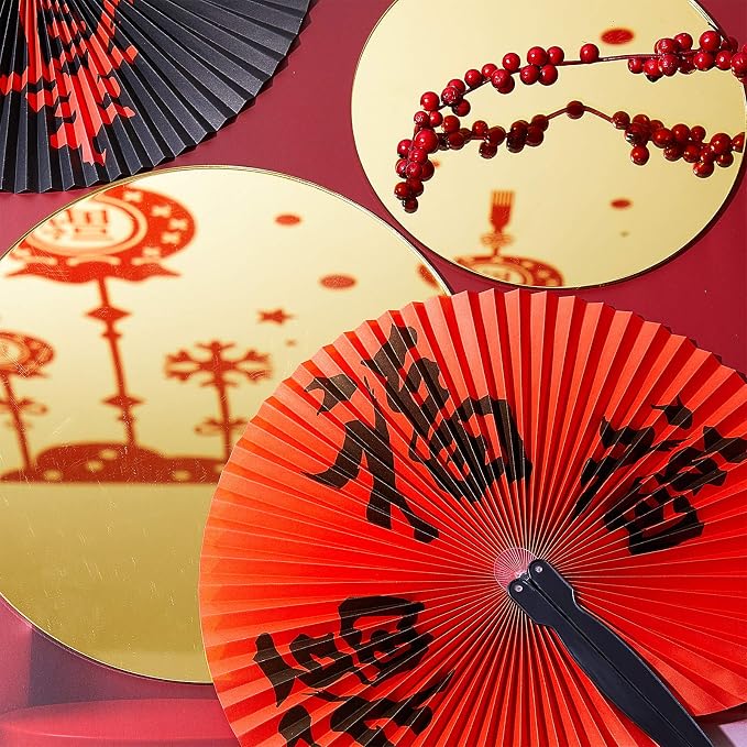 Jetec 20 Pcs Chinese Folding Hand Fans, Oriental Japanese Paper Handheld Fans - Image 3