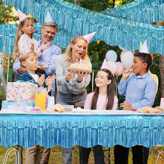 LOLStar Blue Foil Fringe Tinsel Garland, Tinsel Streamers Banner, 6 Pack | 60Ft - Image 7