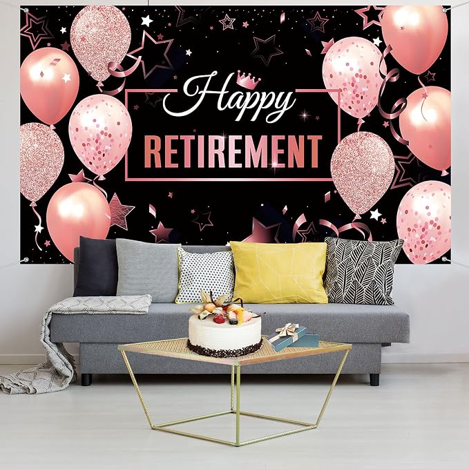 Blulu Retirement Party Decorations, Extra Large Fabric Retire Sign Banner Photo - Image 7